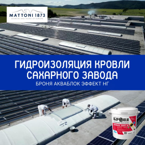 Гидроизоляция кровли сахарного завода Mattony с «Броня АкваБлок Эффект НГ», Словакия (фото и видео)