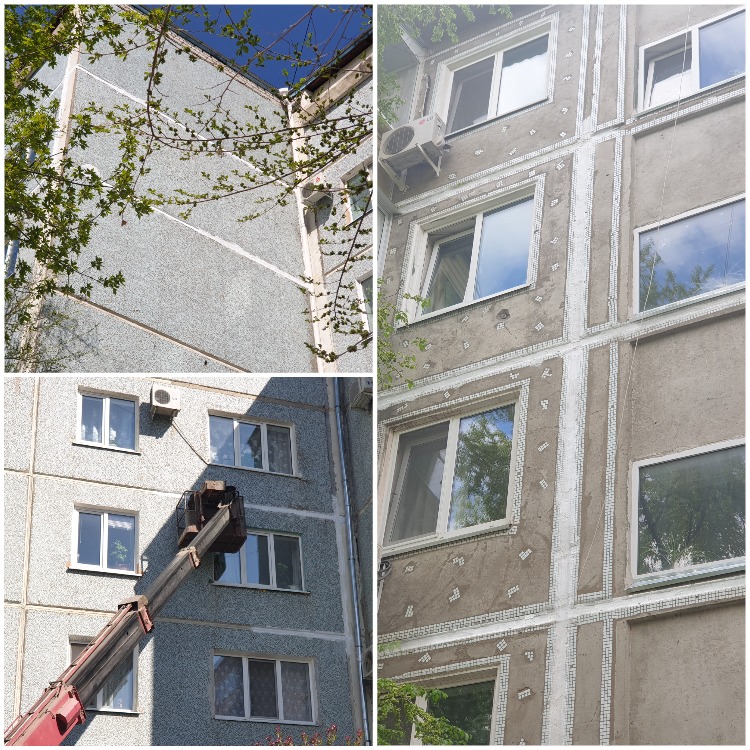 Применение Броня Фасад при теплоизоляции межпанельных швов  и стен многоквартирного жилого дома в  г. Благовещенск. (фото и видео)