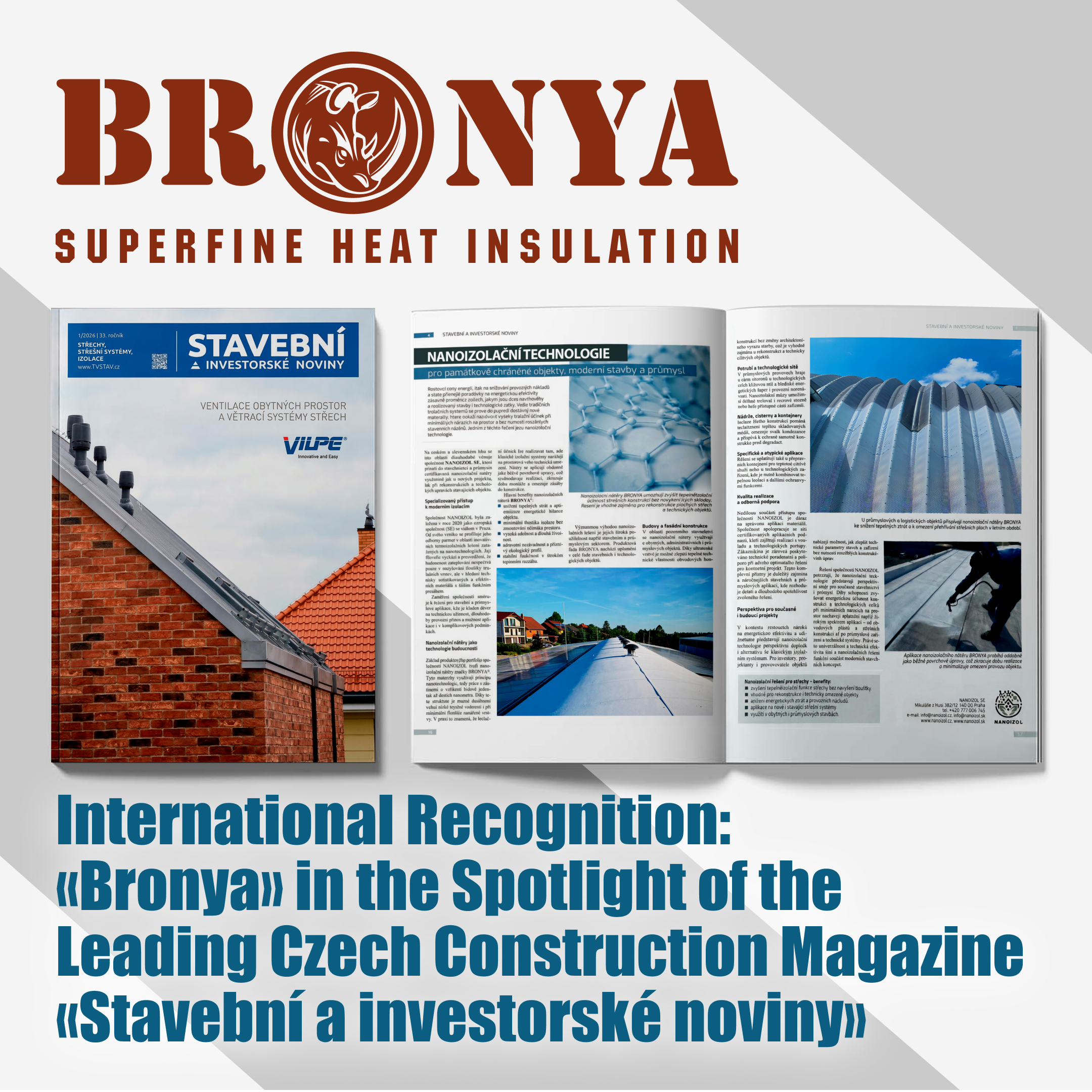 NPO Bronya products continue to strengthen their position in the highly competitive European market in the latest issue of the authoritative Czech magazine "Stavební a investorské noviny" (photo)