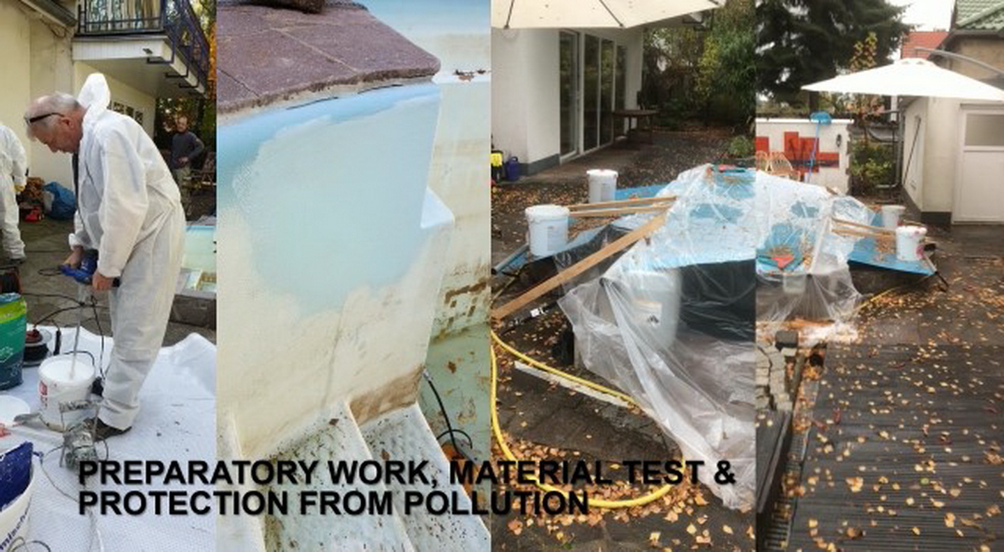 Insulation of the facade. Pool repair and impregnation of wood and natural stone surfaces, Potsdam, Germany (photo+video)