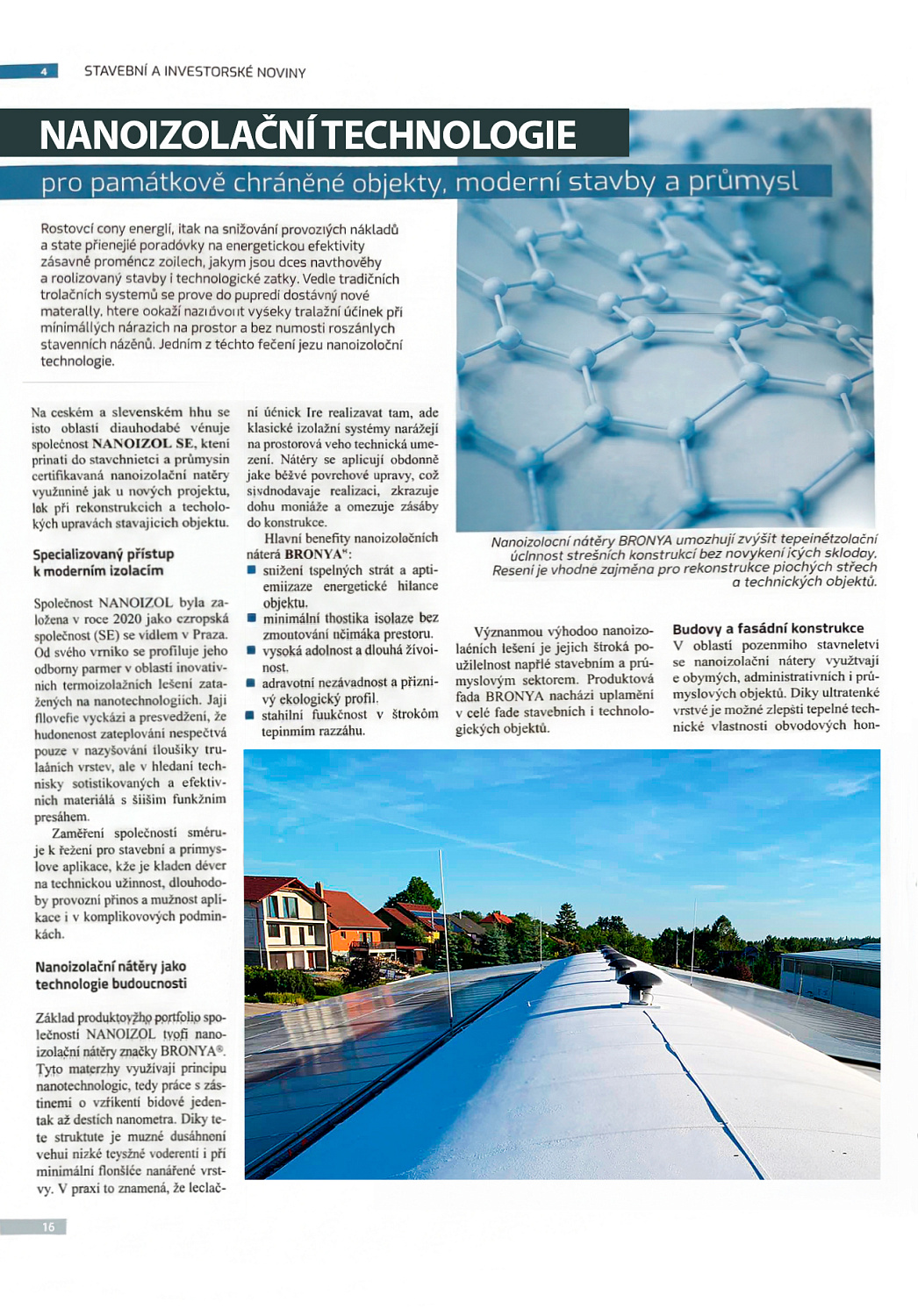 Продукция НПО Броня продолжает укреплять позиции на высококонкурентном европейском рынке в свежем выпуске авторитетного чешского журнала «Stavební a investorské noviny» (фото)