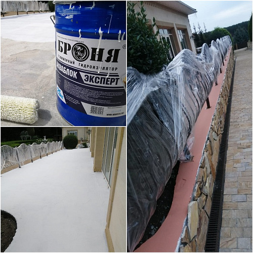 Application Bronya Aquablok Expert for waterproofing the concrete base of the future terrace of a Private cottage, Belgorod (photo)