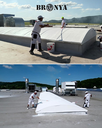 Waterproofing of Mattony sugar factory roof with "Bronya AquaBlock Effekt NF", Slovakia (photos and video)