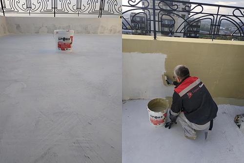 Bronya AquaBlock waterproofing works of an open terrace in an apartment building Lanskoe highway 14, St. Petersburg (photo)