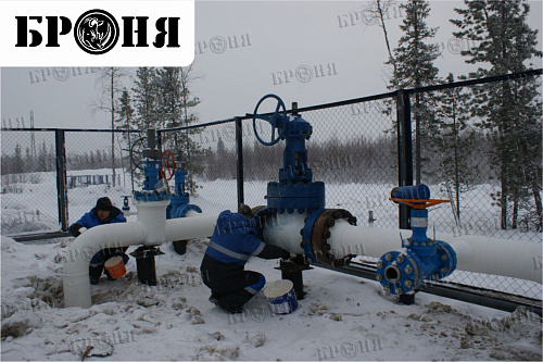 Thermal insulation Bronya with the isolation of the nodes of the oil pipeline of JSC Gazpromneft-NNG, Noyabrsk (photo)