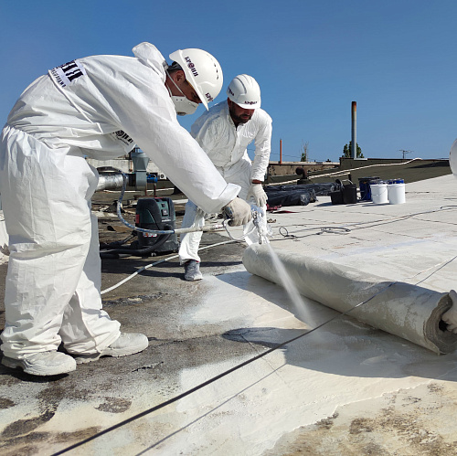 Waterproofing Bronya Aquablock Expert, during the repair of the roof of an Industrial building (photo and video)
