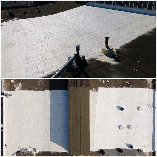 Waterproofing Bronya Aquablock Expert, during the repair of the roof of an Industrial building (photo and video)