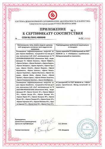 Важно! Продление обновление Пожарного сертификата на линейку продуктов Броня Акваблок Г1 + НГ (скан серт)