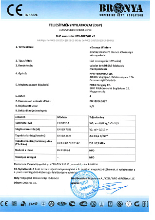 CE certificate for Bronya Winter in a European laboratory according to EN 15824