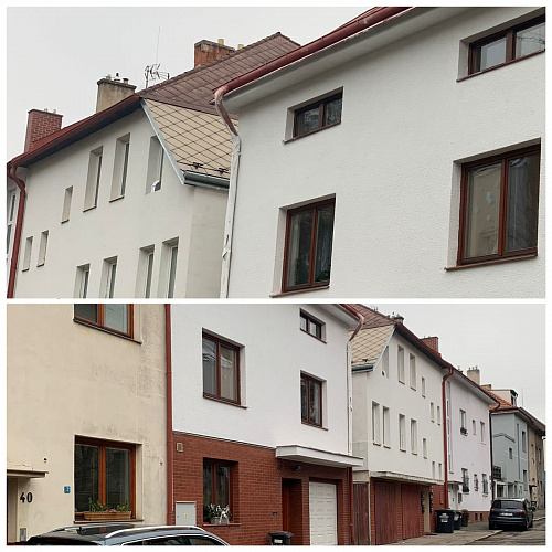 Application of BRONYA Facade NF on the walls inside and outside of old town houses in the city of Chernivtsi, Czech Republic (photo)