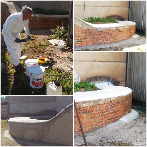 Application Bronya Akvablok Effect for waterproofing concrete elements of the boiler house, Vologda (photo)