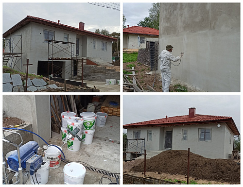 Bronya Facade, Bronya Light Airless and Bronya Aquablock Effect. Insulation of a cottage house in Vyborg, Leningrad Region (photo and video)