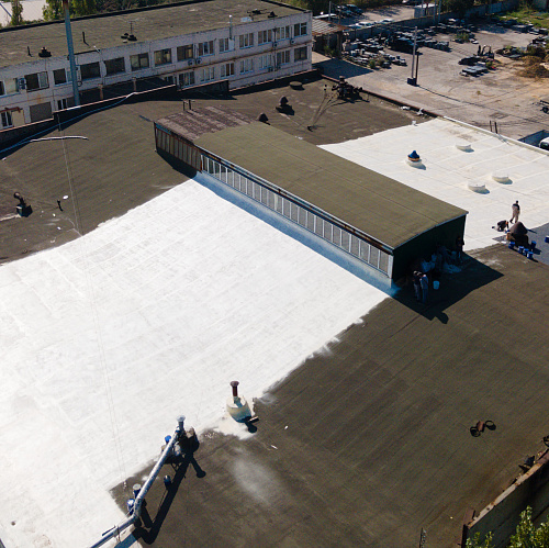 Waterproofing Bronya Aquablock Expert, during the repair of the roof of an Industrial building (photo and video)