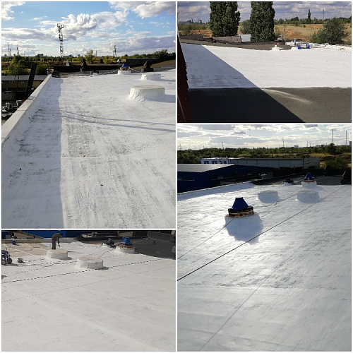Waterproofing Bronya Aquablock Expert, during the repair of the roof of an Industrial building (photo and video)