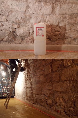 Water repellent Bronya on the walls of the wine cellar of the ancient castle. Poland (photo + video)
