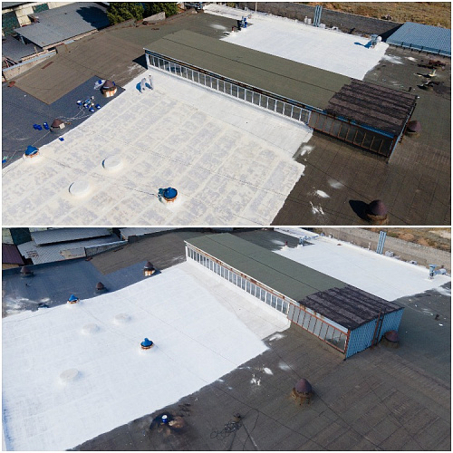 Waterproofing Bronya Aquablock Expert, during the repair of the roof of an Industrial building (photo and video)