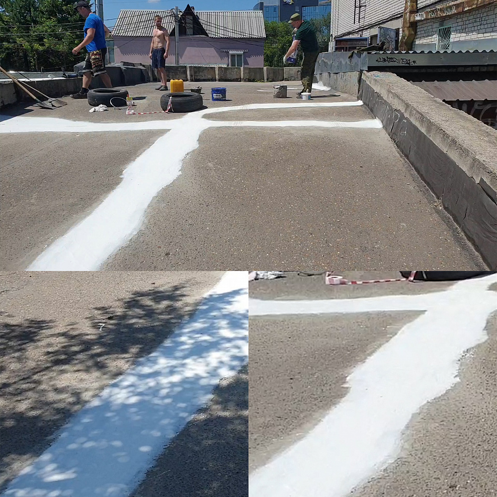 The use of waterproofing Bronya Aquablock Expert to protect the exploited roof-road, garage complex, Blagoveshchensk .(video, photo)