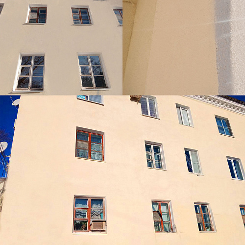 Утепление Фасада многоэтажного дома теплоизоляцией  Броня Фасад НГ при работах по капремонту, город Волгоград (фото)