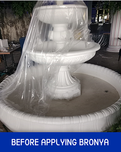 Application of Bronya AquaBlock for a decorative fountain bowl in the Volgograd region (photos)