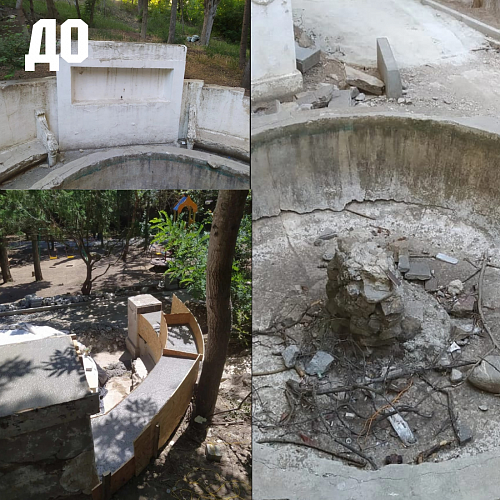 АкваБлок Эксперт при восстановлении старинного фонтана на территории  исторического парка Княжевичей в с.Малореченское, Алуштинского р-на, Крым.