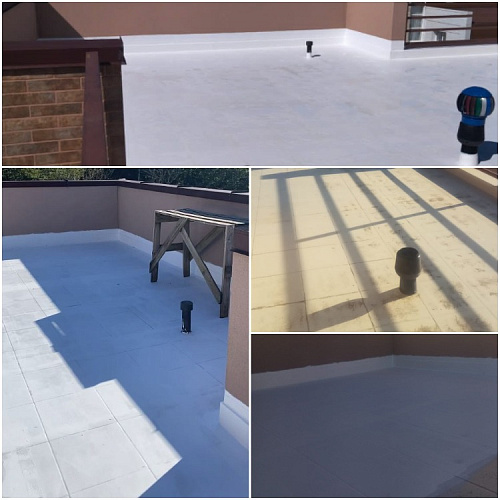 Waterproofing Bronya Aquablock Expert on the roof of a large townhouse in Sochi (photo and video)