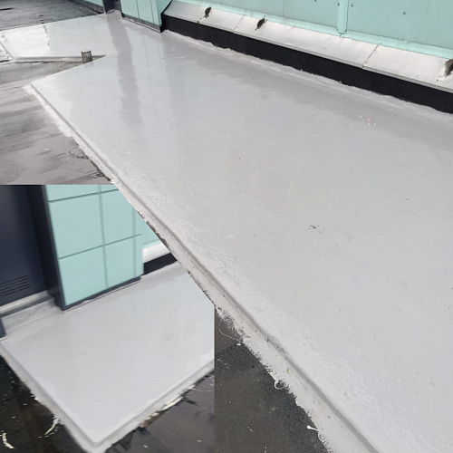 Application of Bronya AquaBlock Expert for waterproofing of the operated roof of a multi-storey residential building in the city of Smolensk (photo)