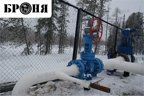 Thermal insulation Bronya with the isolation of the nodes of the oil pipeline of JSC Gazpromneft-NNG, Noyabrsk (photo)