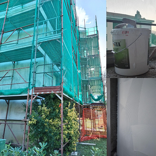 Bronya Façade NF at heat insulation of the next large three-story townhouse in Florence, Italy (photo)