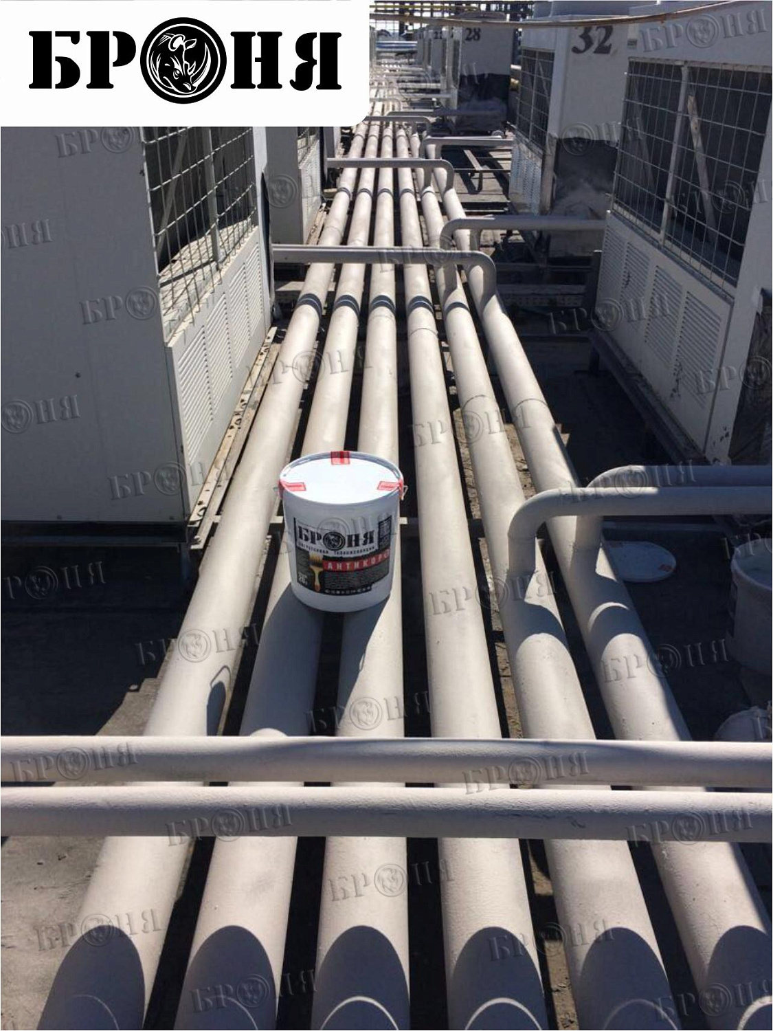 Astrakhan, chiller pipeline of the air conditioning system at the "Alimpic" shopping center