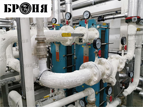 Теплоизоляция Броня на тепловом пункте предприятия ООО "ТЕХНА" г. Липецк (фото)