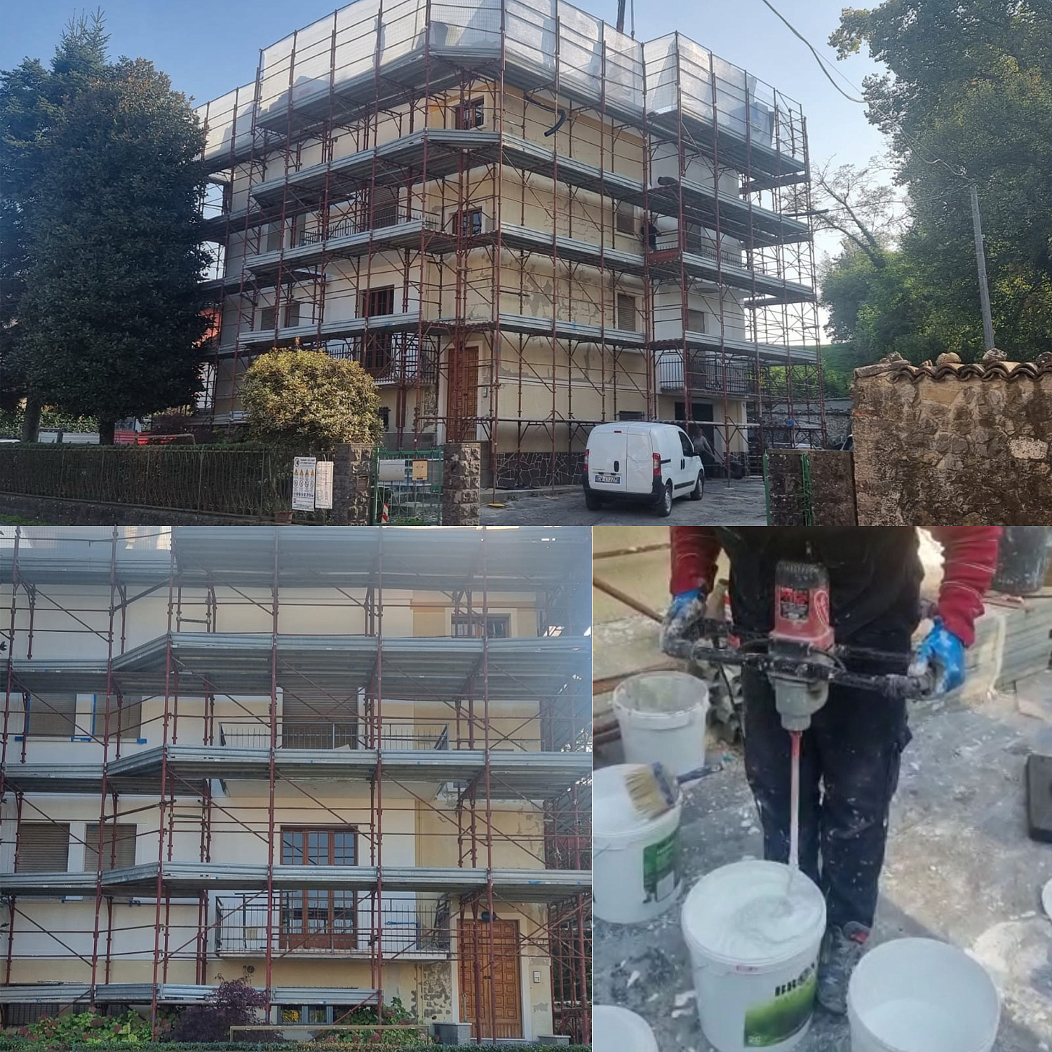Bronya Facade during thermal insulation of the next Large three-storey townhouse Parma Italy (Photo)