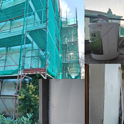 Bronya Façade NF at heat insulation of the next large three-story townhouse in Florence, Italy (photo)