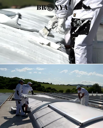 Waterproofing of Mattony sugar factory roof with "Bronya AquaBlock Effekt NF", Slovakia (photos and video)