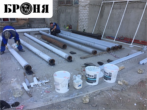 Thermal insulation Bronya on the heating pipeline of the Volgograd State Socio-Pedagogical University (photo)