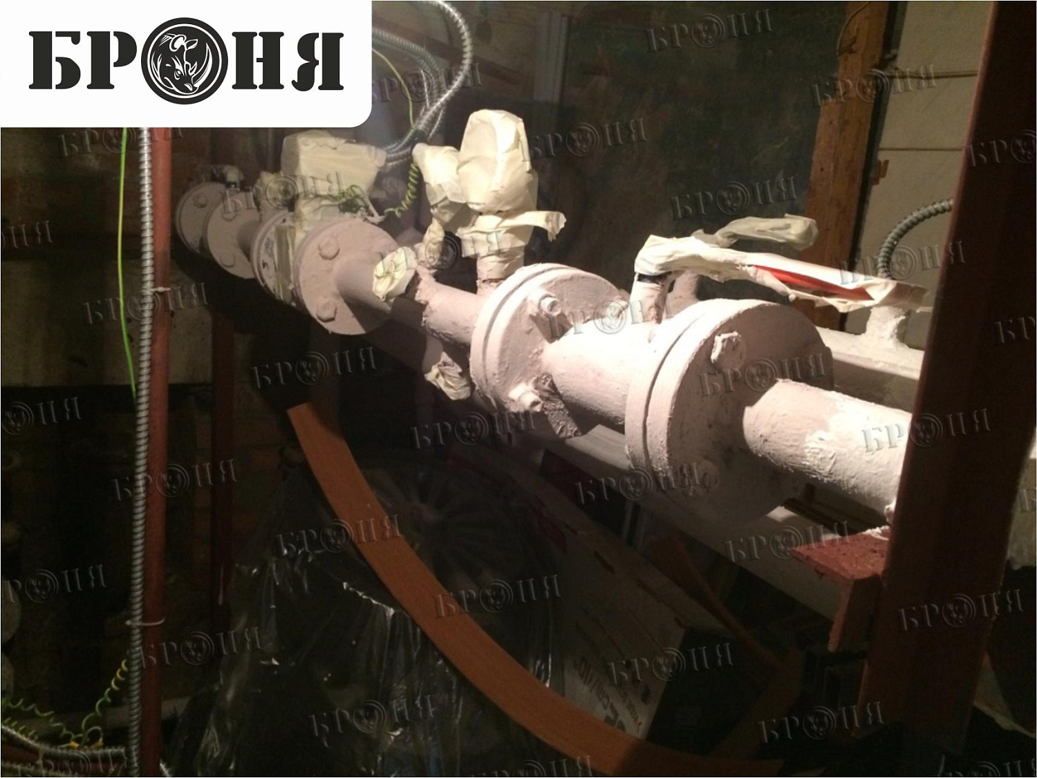 Москва, Теплоизоляция Броня на трубопроводе и тепловом узле многоквартирного дома