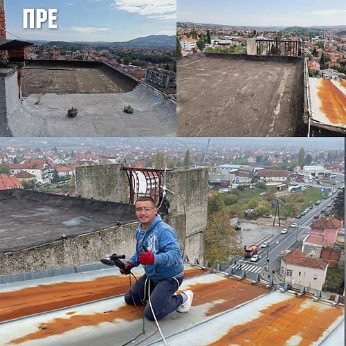 Application of BRONYA  Aquablock and Aquablock NF on one of the roofs as part of a massive overhaul in Arangelovac, Serbia (photo, video)
