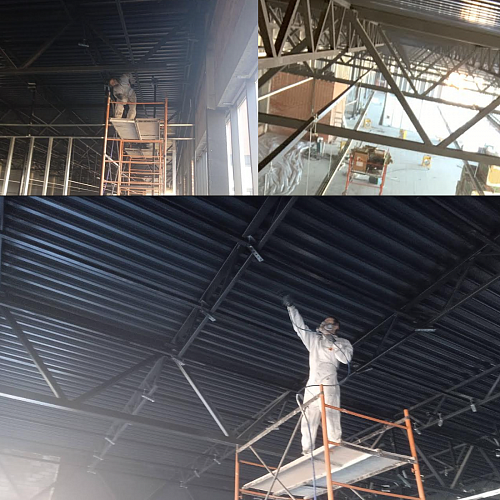Application of Bronya Fire Protection on the metal structures of the Magnit and Magnit Cosmetics store in Samara (Photo, video)