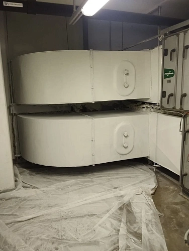 Application of ultra-thin thermal insulation "Bronya Classic NF" for thermal insulation of ventilation systems at the Raduzhny water park, Cherepovets (photo)