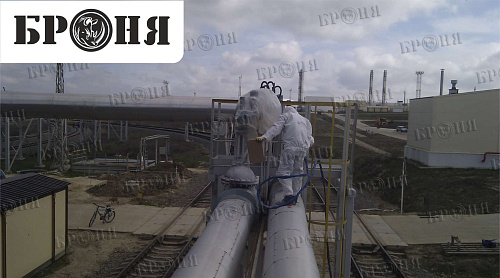 The application of the thermal insulation of Bronya on the steel gate valve of steam line, ZAO "TAMANNEFTEGAS" in the Krasnodar Krai (photo)