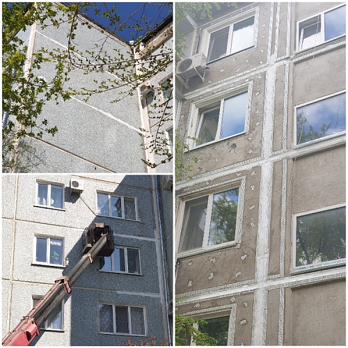 Применение Броня Фасад при теплоизоляции межпанельных швов  и стен многоквартирного жилого дома в  г. Благовещенск, (фото и видео)