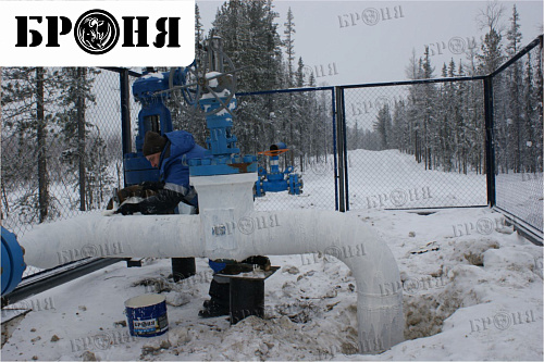 Thermal insulation Bronya with the isolation of the nodes of the oil pipeline of JSC Gazpromneft-NNG, Noyabrsk (photo)