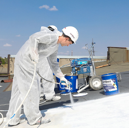 Waterproofing Bronya Aquablock Expert, during the repair of the roof of an Industrial building (photo and video)