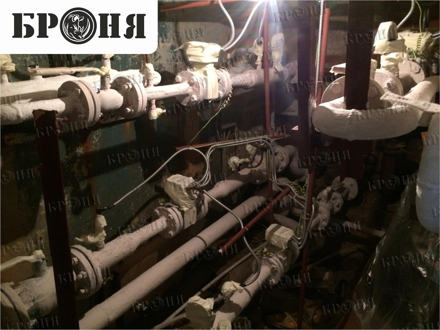 Москва, Теплоизоляция Броня на трубопроводе и тепловом узле многоквартирного дома