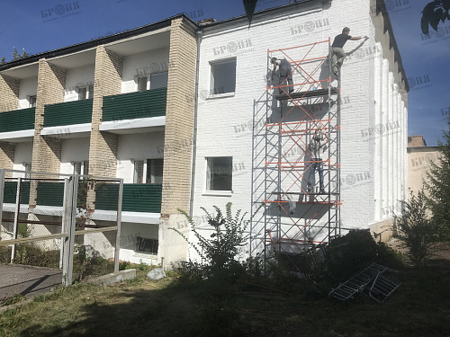 Теплоизоляция Броня Фасад на стенах пансионата Волна, на п.о. Капылово в г. Тольятти (фото+видео)