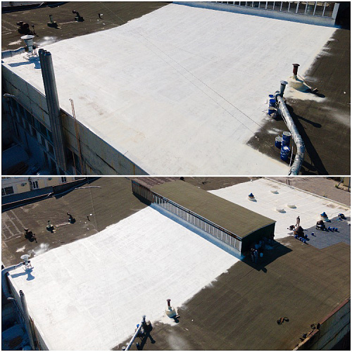 Waterproofing Bronya Aquablock Expert, during the repair of the roof of an Industrial building (photo and video)