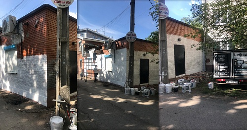 Thermal insulation of the facade in a cafe in Togliatti, Samara region (photo + video)