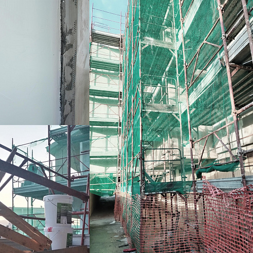 Bronya Façade NF at heat insulation of the next large three-story townhouse in Florence, Italy (photo)