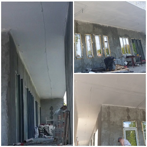 Complex application of primer Bronya Facade and thermal insulation Bronya Classic for finishing work on the ceiling in a large cottage, Blagoveshchensk, Chigiri village. (Photo and video)