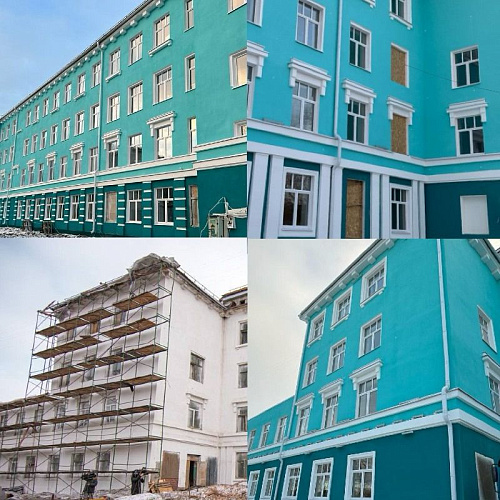 Application of Bronya Facade NF for restoration of the facade of a culturally significant art school in the city of Murmansk (photo)   