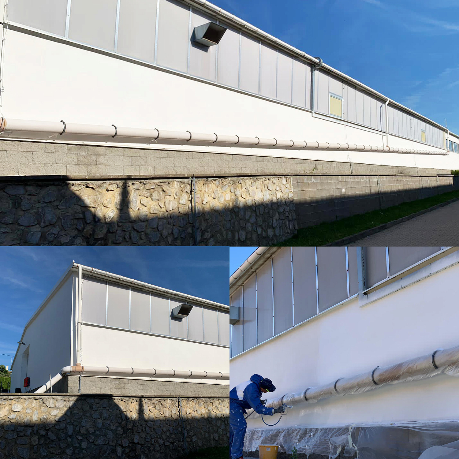 Bronya Aquablock Expert + Bronya Classic NF = Heat, waterproofing and fire safety of the roof and walls of the workshop of the Prague composite materials plant, Bronya Czech Republic (photo, video)